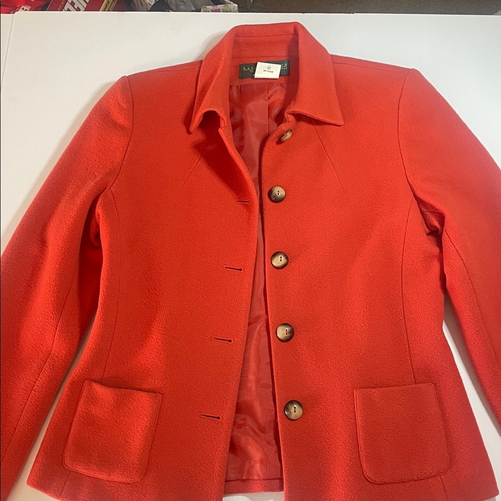 Vintage Harvé Benard Wool Cashmere Blend Jacket | Petite 8 | Tailored Orange